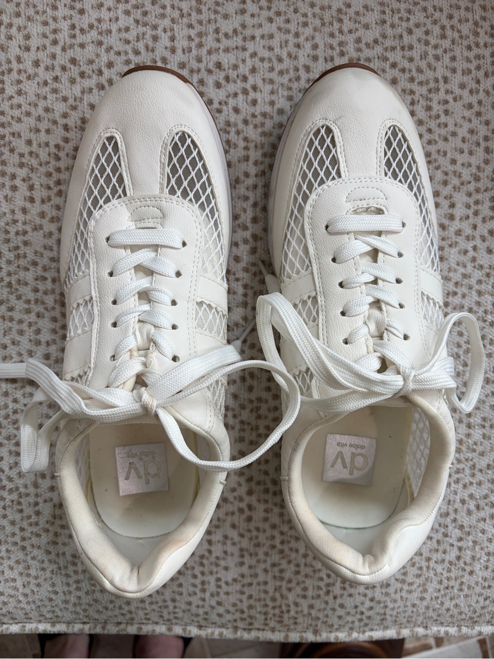 DV by Dolce Vita -White Mesh & Leather Lace-Up Sneakers